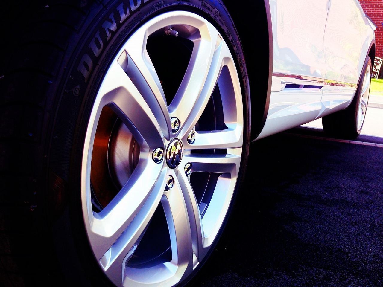 Close-up of a tire sidewall for damage inspection